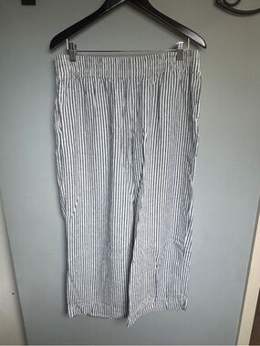 Old Navy Striped Wide-Leg Linen Blend Pants - Blue & White
